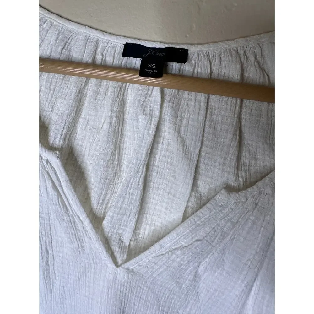 J.Crew White Cotton 3/4 Sleeve Gauze Lightweight Blouse XS